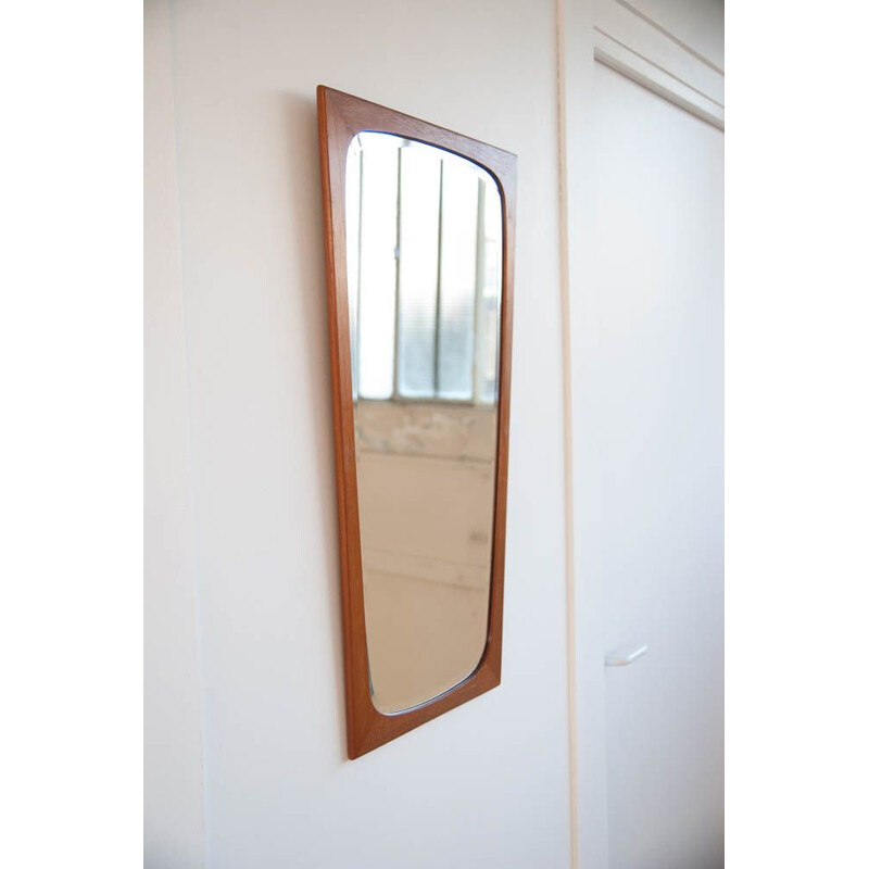 Vintage mirror flared in teak Denmark 1960s