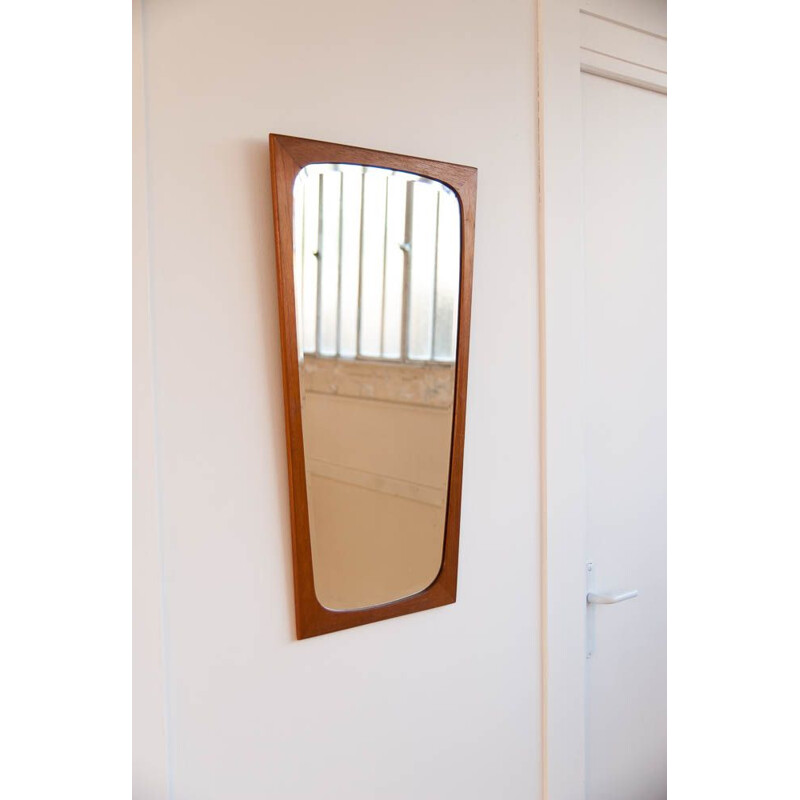 Vintage mirror flared in teak Denmark 1960s