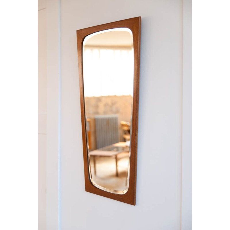 Vintage mirror flared in teak Denmark 1960s