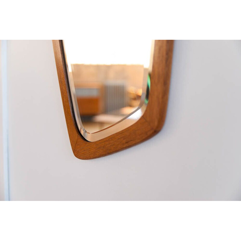 Vintage mirror free-form in teak Denmark 1950s