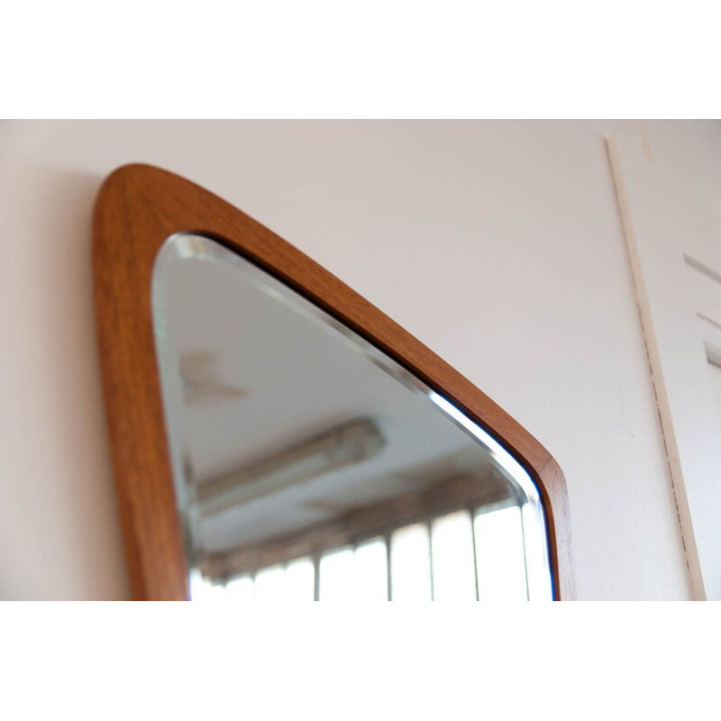 Vintage mirror free-form in teak Denmark 1950s