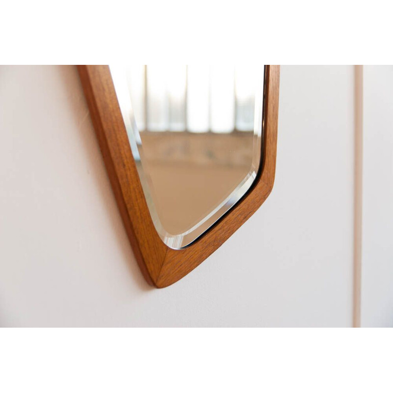 Vintage mirror free-form in teak Denmark 1950s