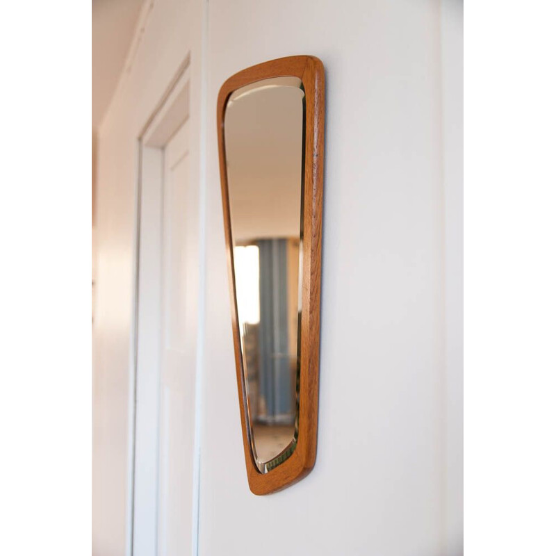 Vintage mirror free-form in teak Denmark 1950s