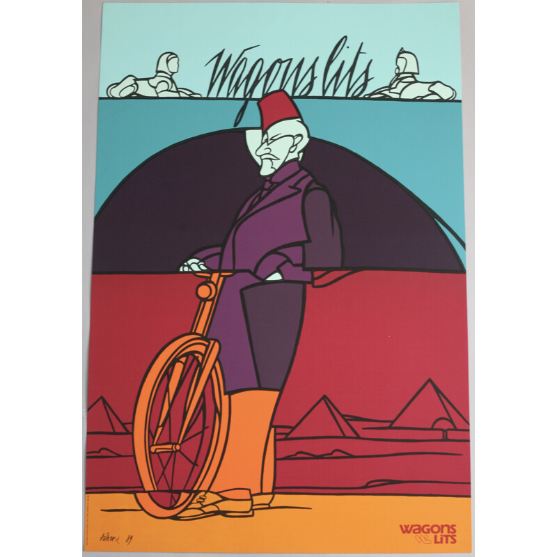 Vintage silkscreen poster by Valério Adami for Michel Caza, 1989