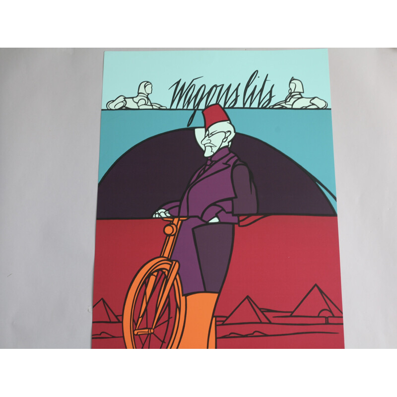 Vintage silkscreen poster by Valério Adami for Michel Caza, 1989