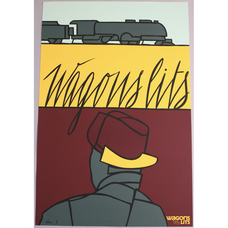 Cartel serigrafiado vintage de Valério Adami para Michel Caza, 1990