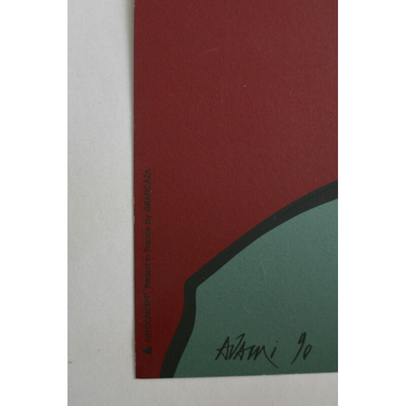 Cartel serigrafiado vintage de Valério Adami para Michel Caza, 1990
