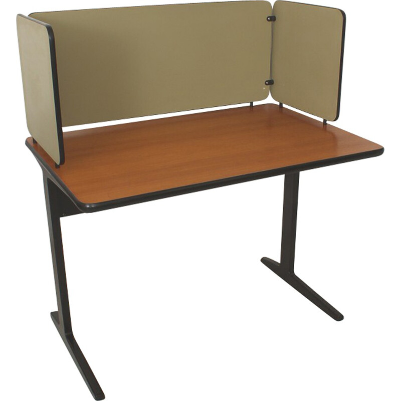 Herman Miller wooden and metal desk with visual covers, Robert PROPST - 1950s