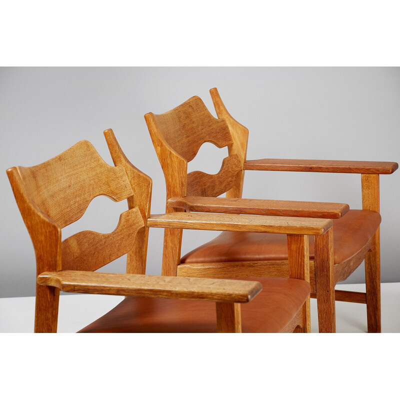 Pair of vintage armchairs Razor Blade in oak by Henning Kjaernulf for Nyrup Møbelfabrik 1960