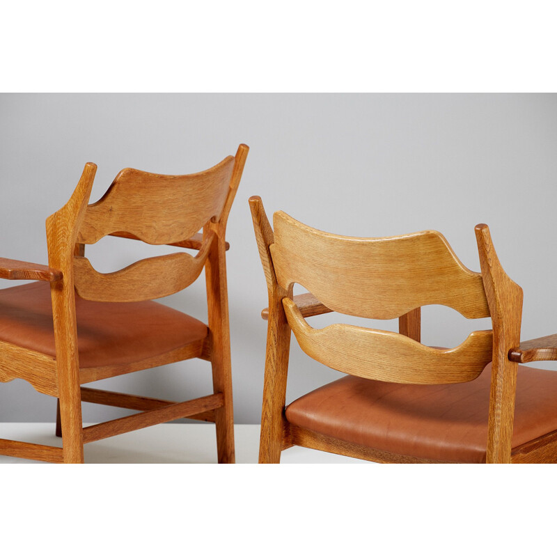 Pair of vintage armchairs Razor Blade in oak by Henning Kjaernulf for Nyrup Møbelfabrik 1960