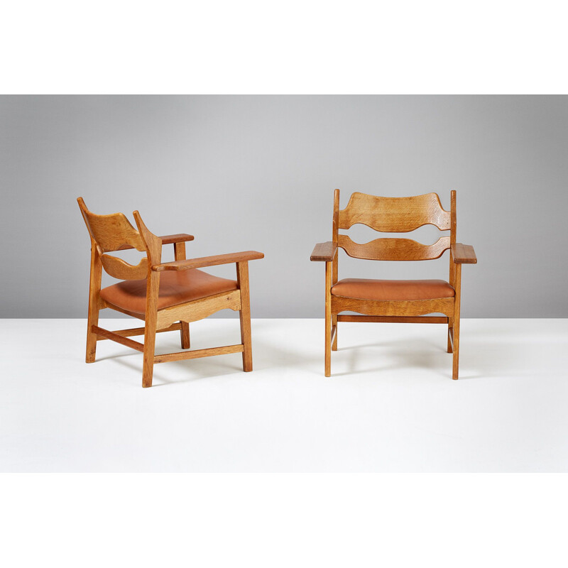 Paire de fauteuils vintage Razor Blade en chêne par Henning Kjaernulf pour Nyrup Møbelfabrik 1960