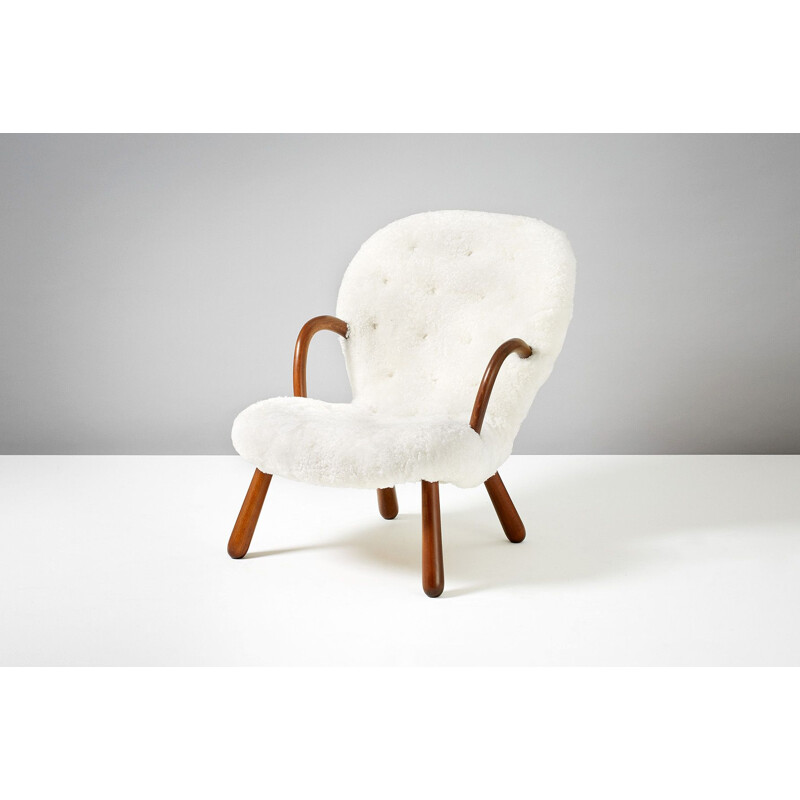 Vintage Clam armchair Sheepskin by Philip Arctander 1944 