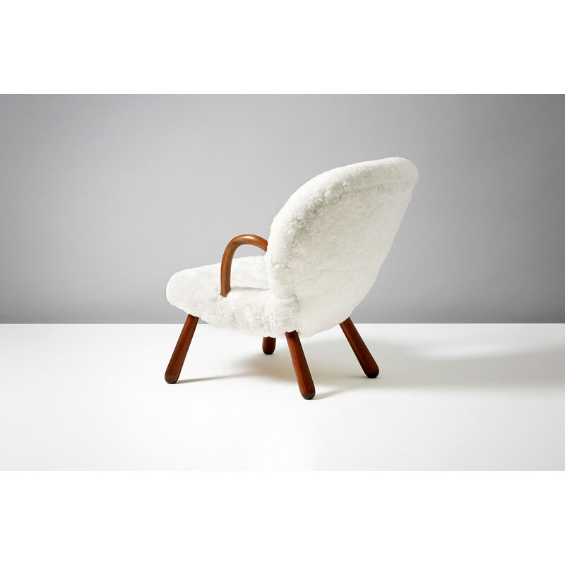 Vintage Clam armchair Sheepskin by Philip Arctander 1944 