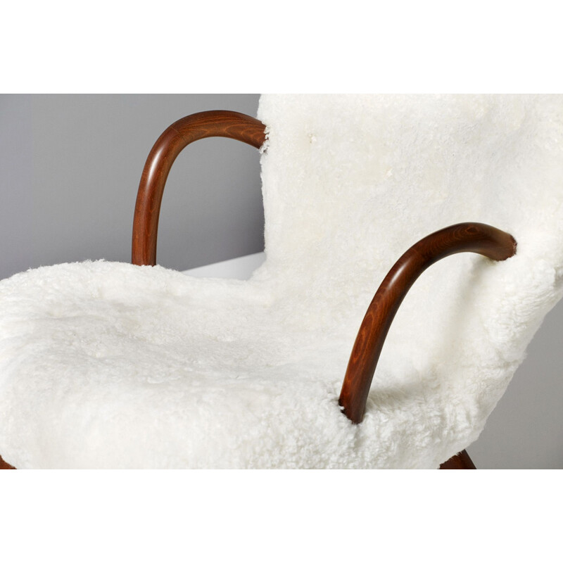 Vintage Clam armchair Sheepskin by Philip Arctander 1944 