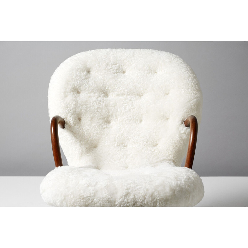 Vintage Clam armchair Sheepskin by Philip Arctander 1944 