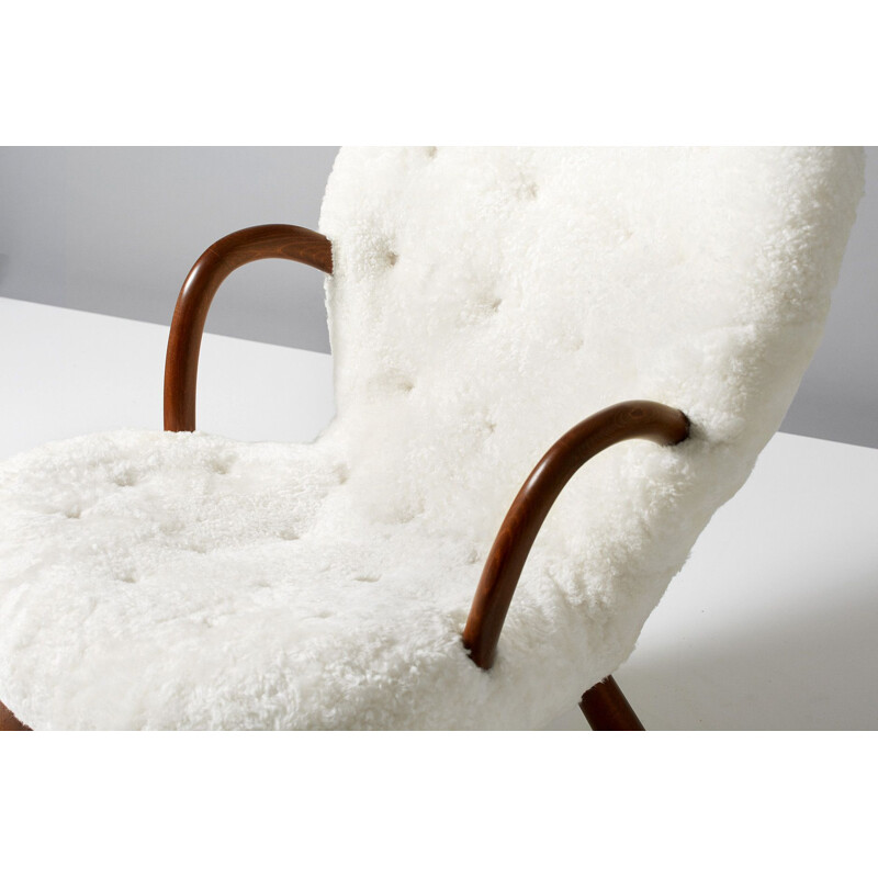 Vintage Clam armchair Sheepskin by Philip Arctander 1944 