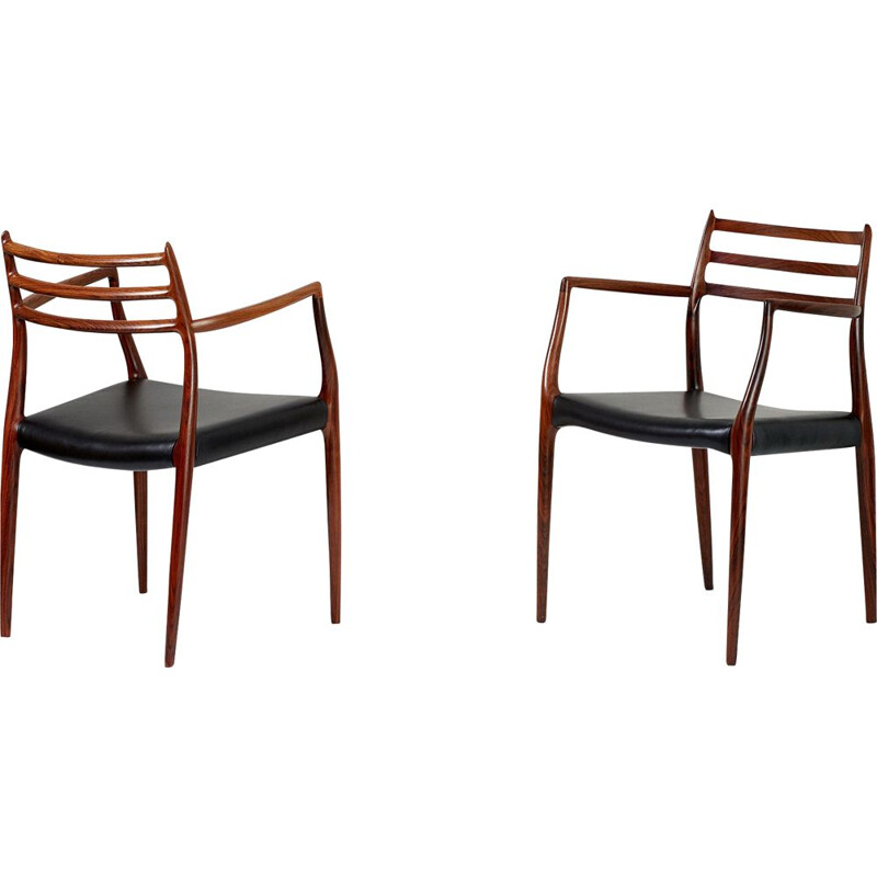 Pair of vintage armchairs Model 62 in rosewood by Niels Moller for J.L. Moller Mobelfabrik 1962