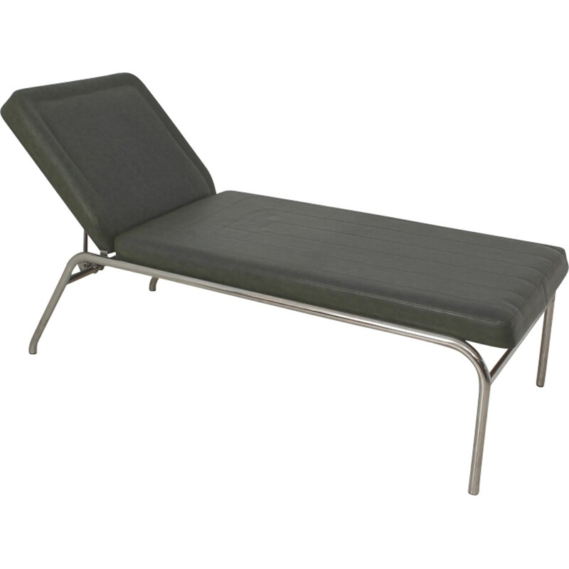 Metal and dark green leatherette vintage daybed - 1950s