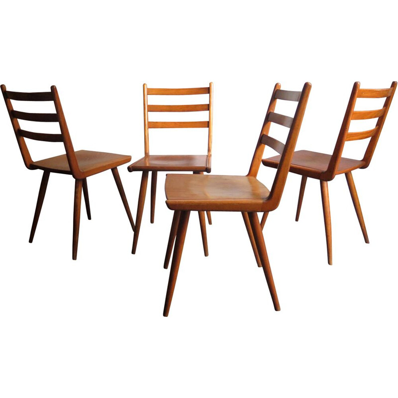 Ensemble de 4 chaises vintage 1950