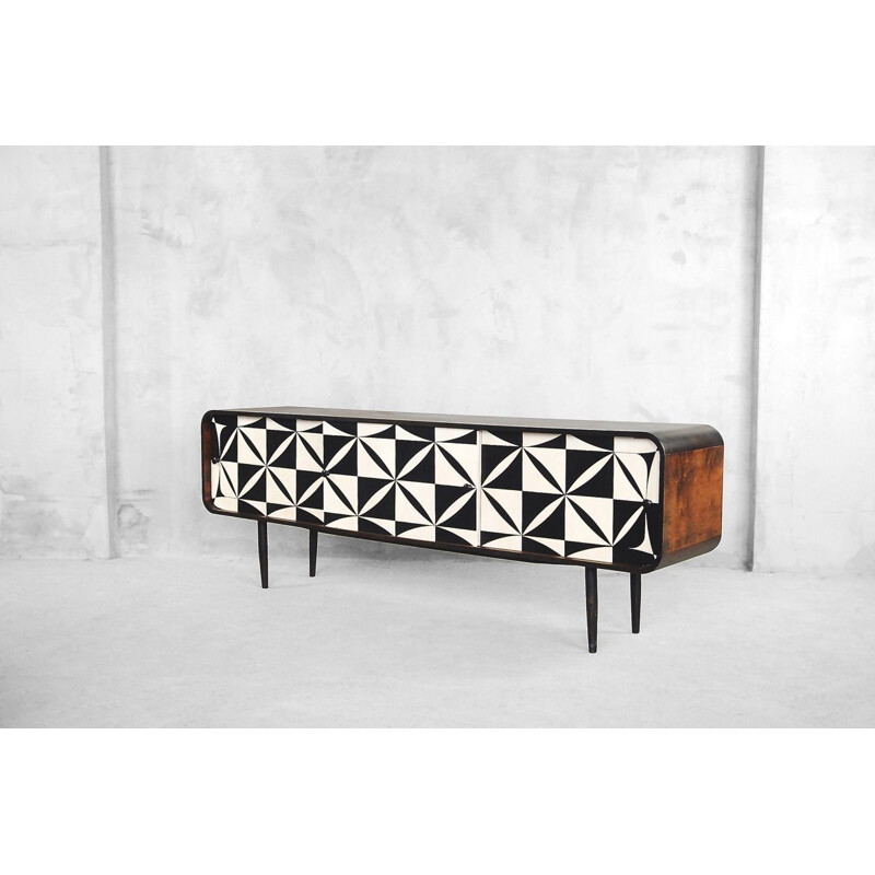 Vintage Rounded Sideboard black and white 1960s