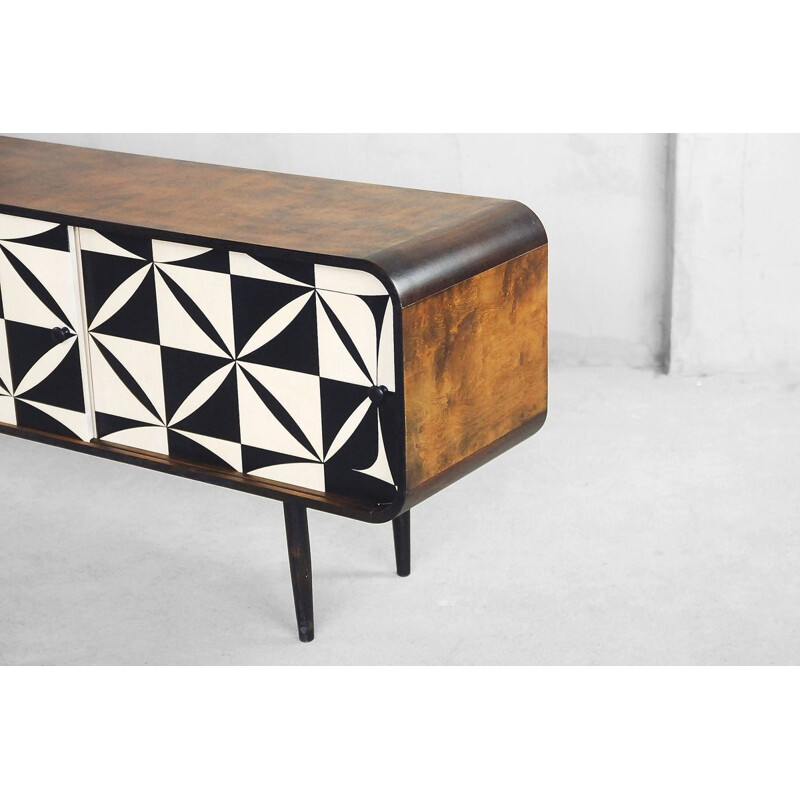 Vintage Rounded Sideboard black and white 1960s