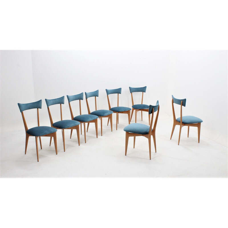 Set of 8 dining chairs by Ico Parisi,1950