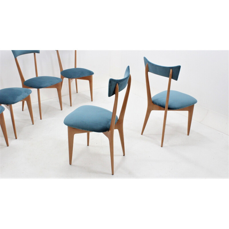 Set of 8 dining chairs by Ico Parisi,1950