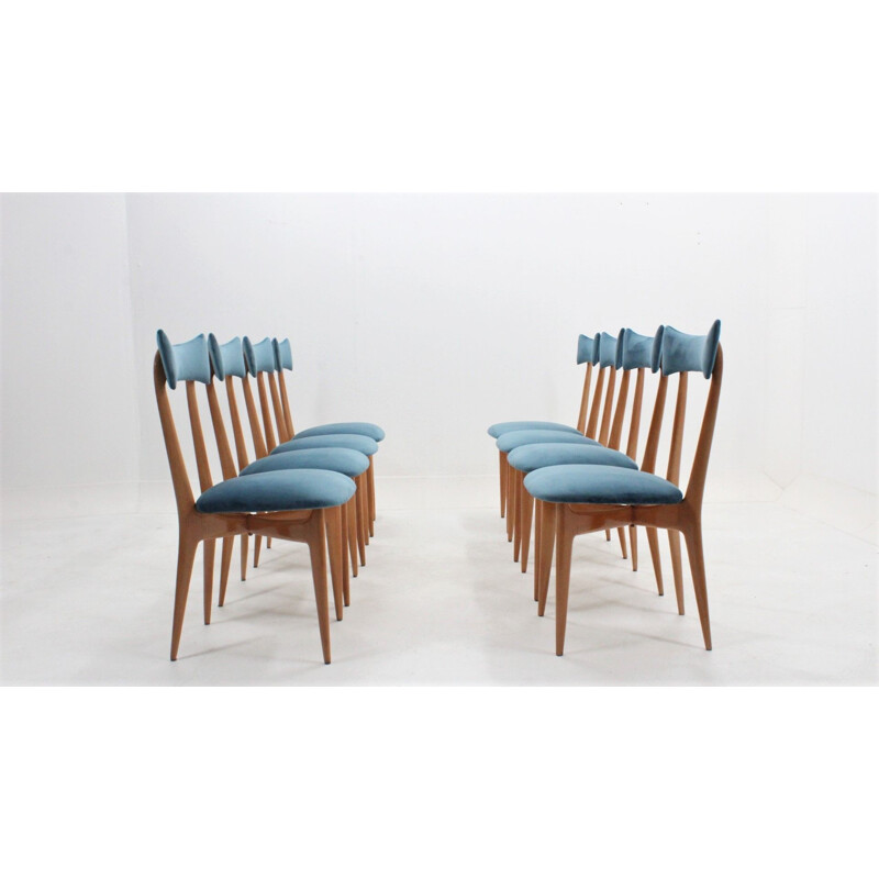 Set of 8 dining chairs by Ico Parisi,1950