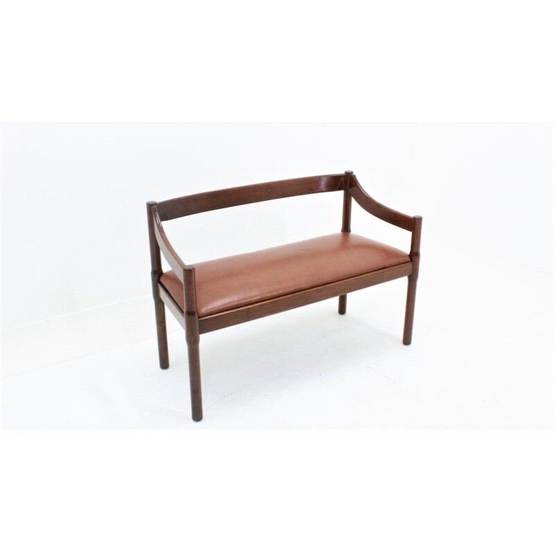 Banc vintage en cuir par Vico Magistretti pour Cassina,1960