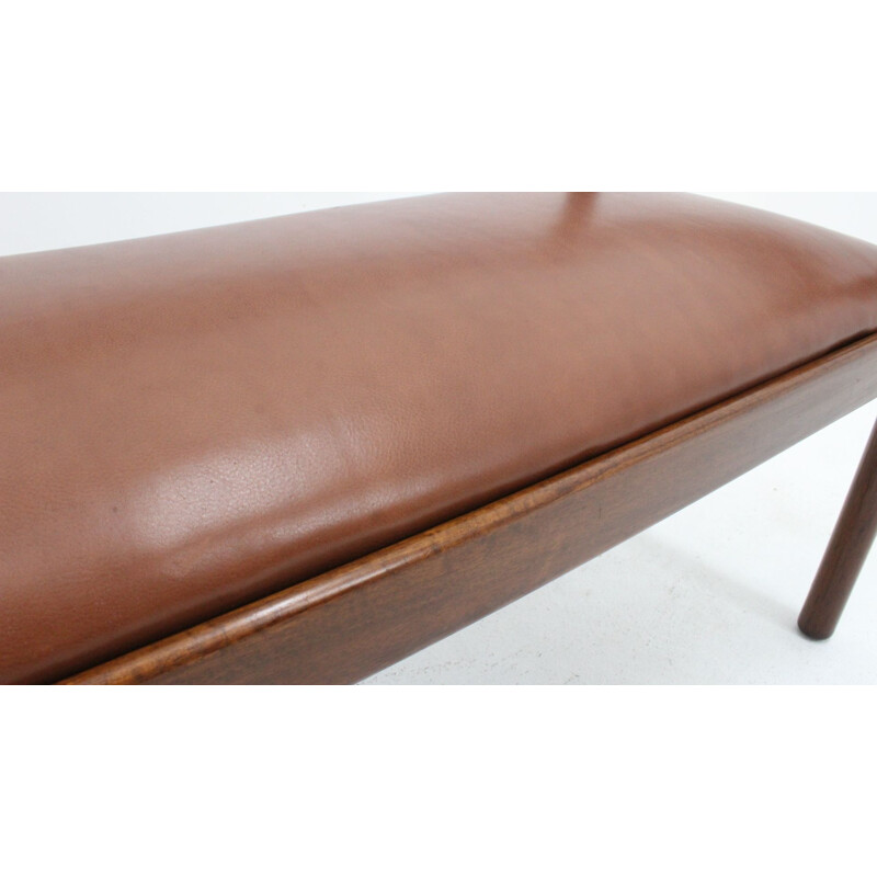 Vintage leather bench by Vico Magistretti for Cassina,1960