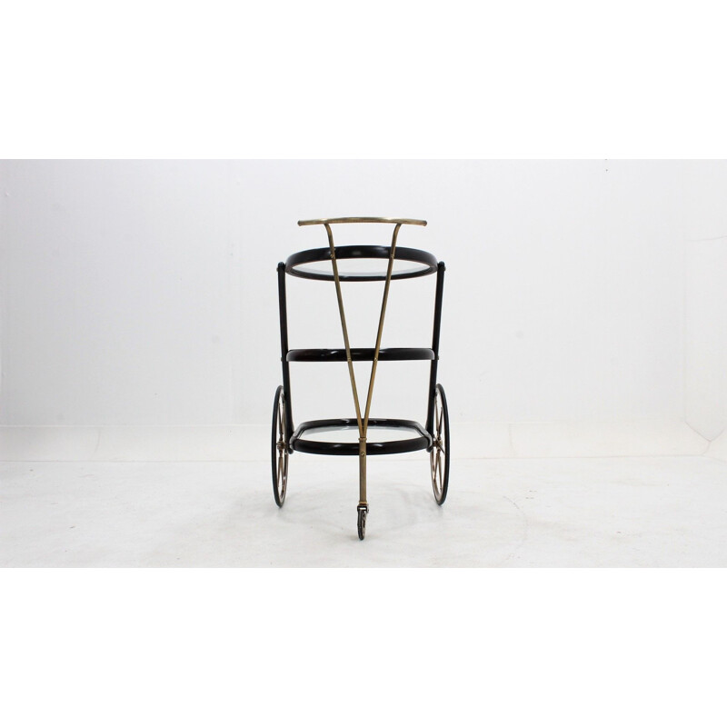 Vintage triple shelf serving trolley by Cesare Lacca, 1950