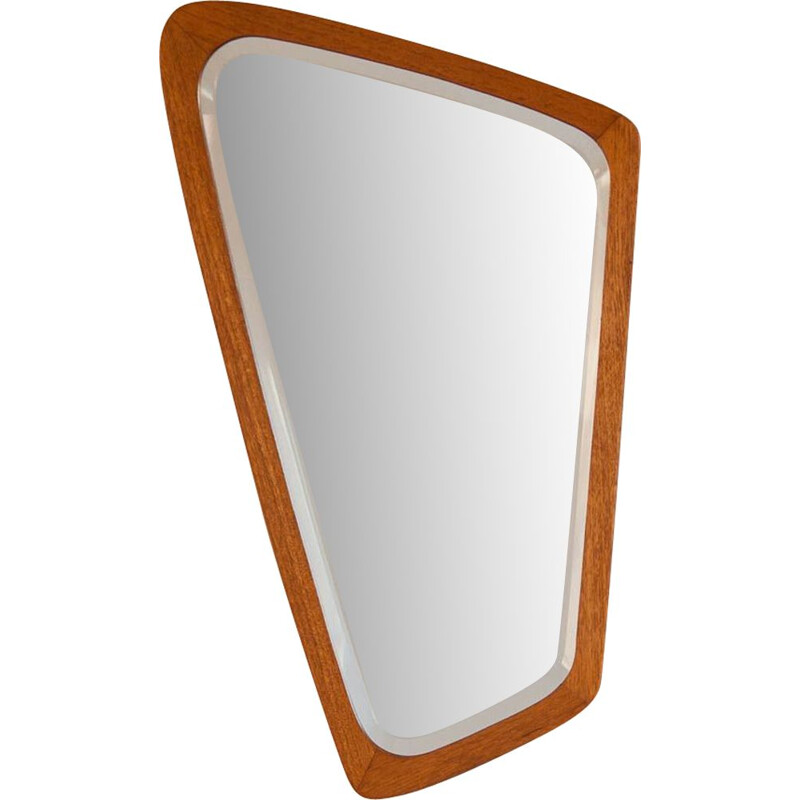 Vintage mirror free-form in teak Denmark 1950s