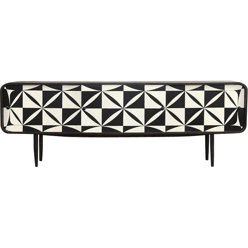 Vintage Rounded Sideboard black and white 1960s