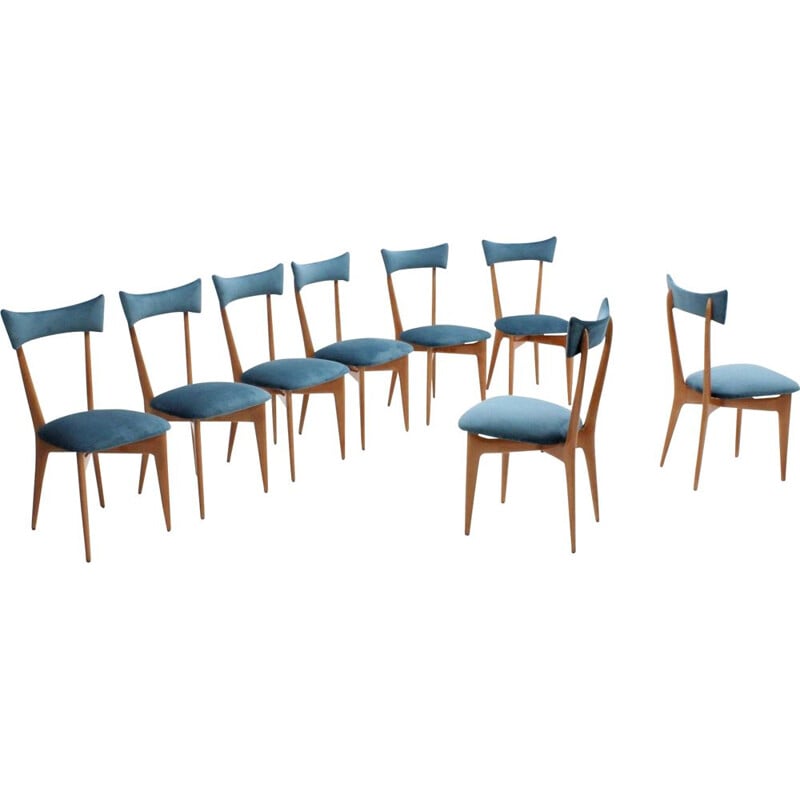 Set of 8 dining chairs by Ico Parisi,1950