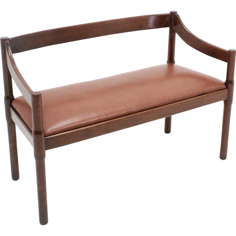 Banc vintage en cuir par Vico Magistretti pour Cassina,1960