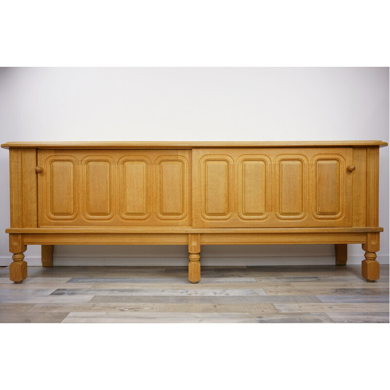 Vintage sideboard in oak model Mathias by Guillerme et Chambron 1960s