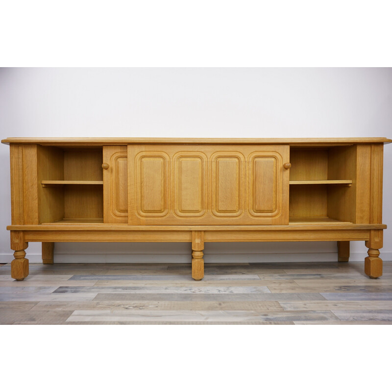 Vintage sideboard in oak model Mathias by Guillerme et Chambron 1960s