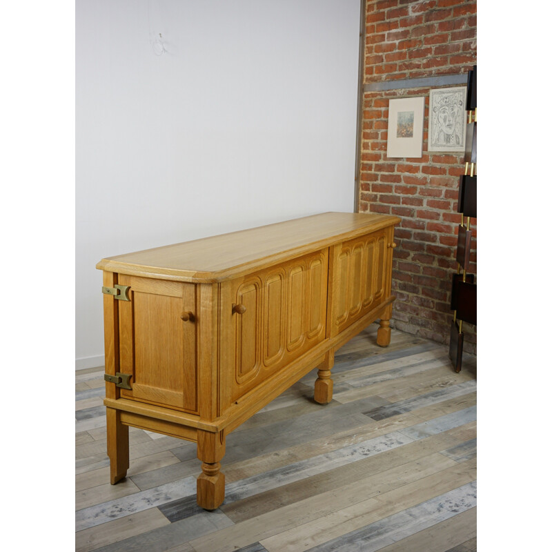 Vintage sideboard in oak model Mathias by Guillerme et Chambron 1960s