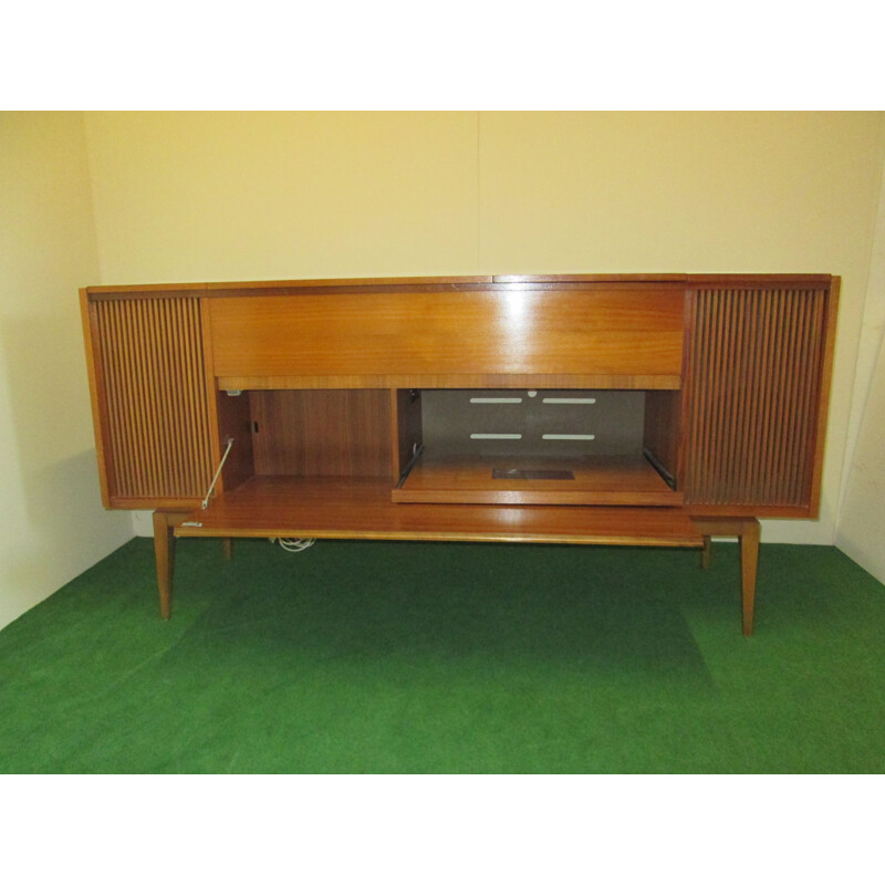 Vintage stereo furniture in teak by Grundig 1960s