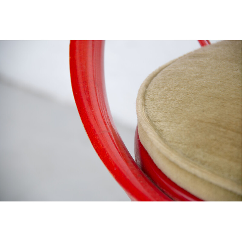 Fauteuil vintage Circle rouge par Yngve Eckstram en tissu et bois 1960