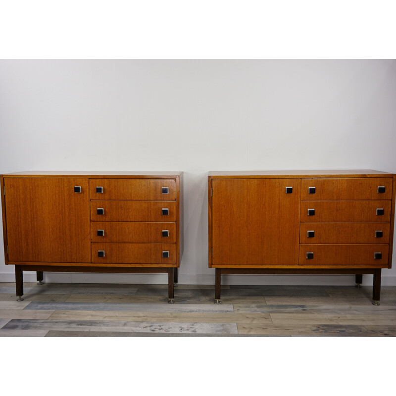 Pair of vintage sideboards in teak by Combineurop,1950