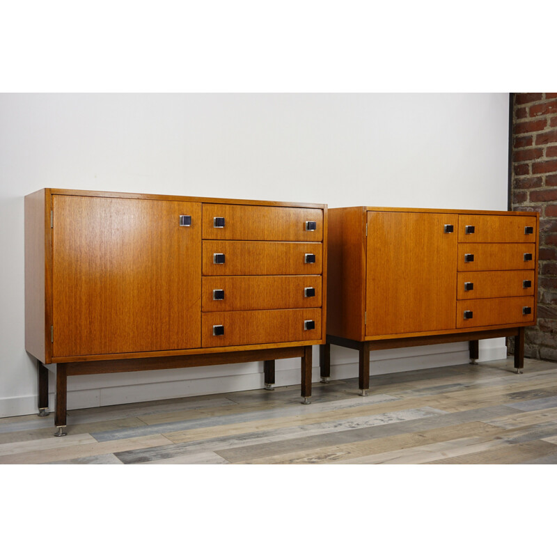 Pair of vintage sideboards in teak by Combineurop,1950