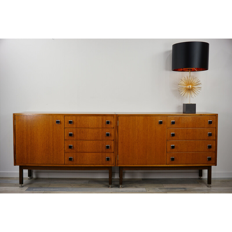 Pair of vintage sideboards in teak by Combineurop,1950