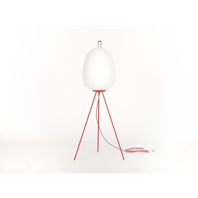 Vintage floor lamp in frosted glass by Josef Hurka for Napako,1960