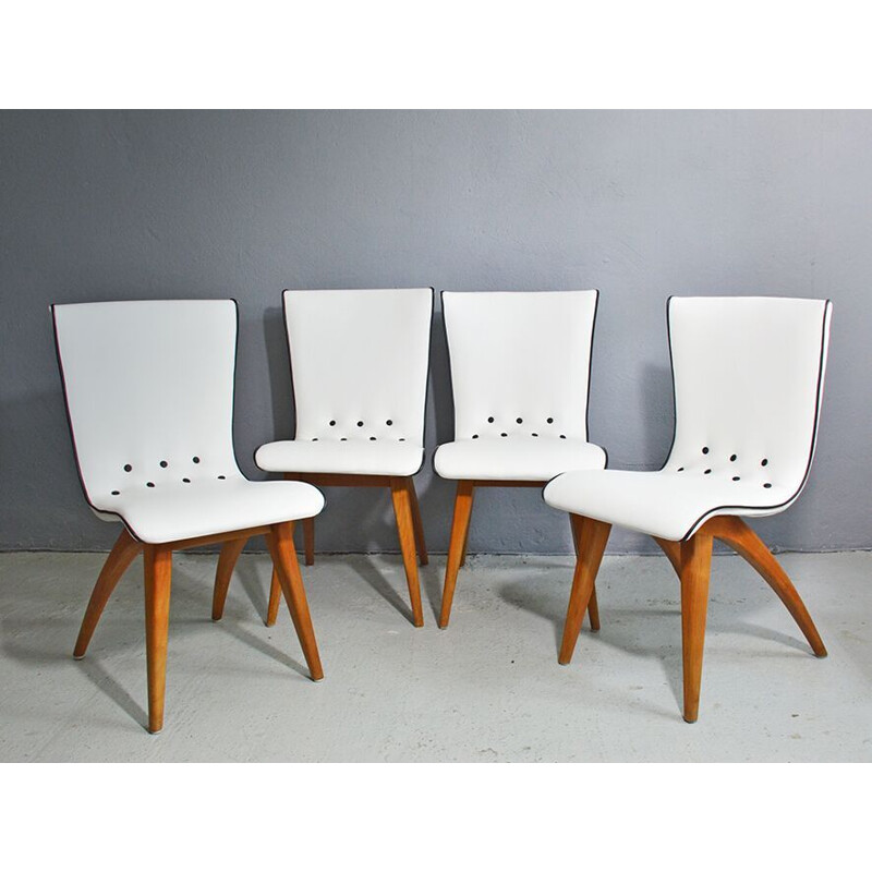 Vintage set of 4 dining swing chairs,1940