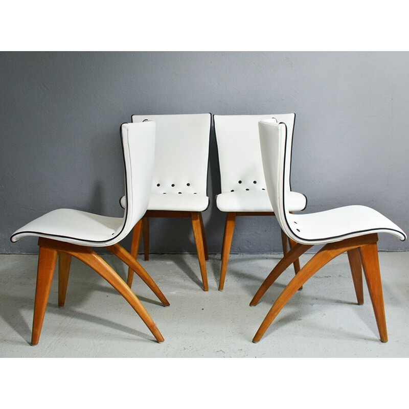 Vintage set of 4 dining swing chairs,1940