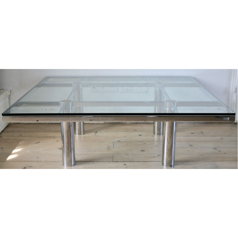 Vintage Knoll coffee table by Tobia Scarpa, model André, Steel and glass, 1970