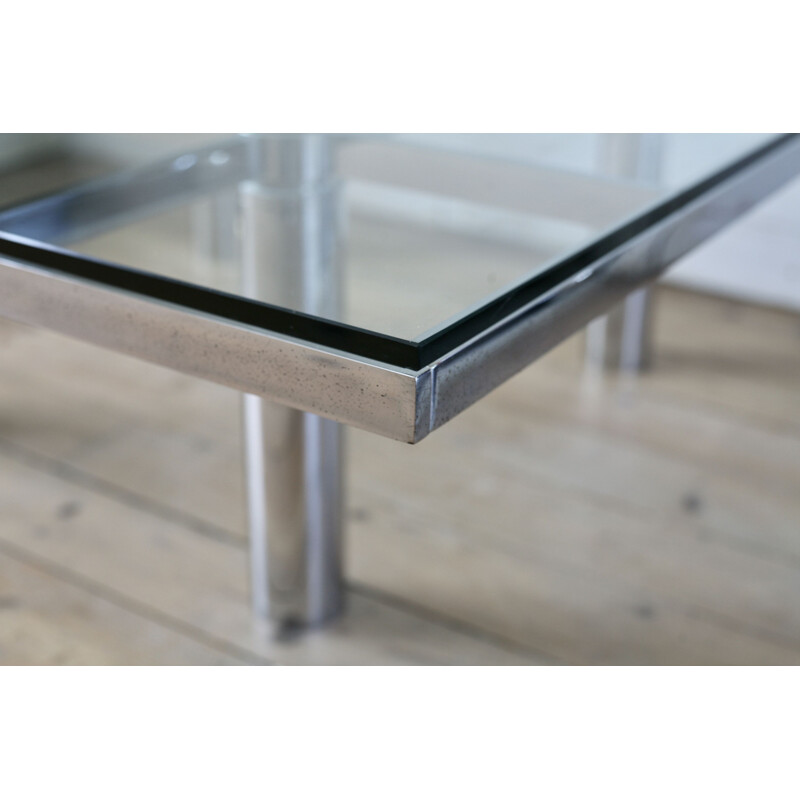 Vintage Knoll coffee table by Tobia Scarpa, model André, Steel and glass, 1970