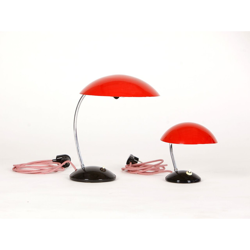 Set of 2 vintage red and black lamps for Drukov in steel 1960s