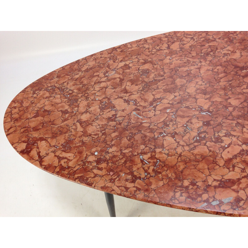 Vintage coffee table with marble top & brass feet 1950s